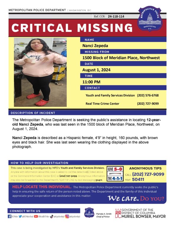 Urgent Search Underway for 12-Year-Old Girl in D.C.