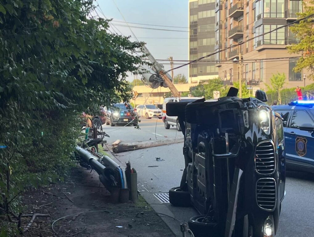 Driver Uninjured in Hackensack Rollover Crash