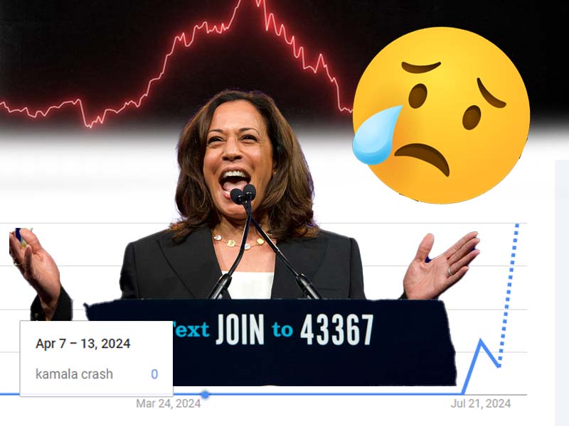 KamalaCrash Trending on Social Media, Google Search As Stocks Plummet