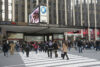 Passengers outside Penn Station New York. Penn Station at Madison Garden Square Manhattan New York