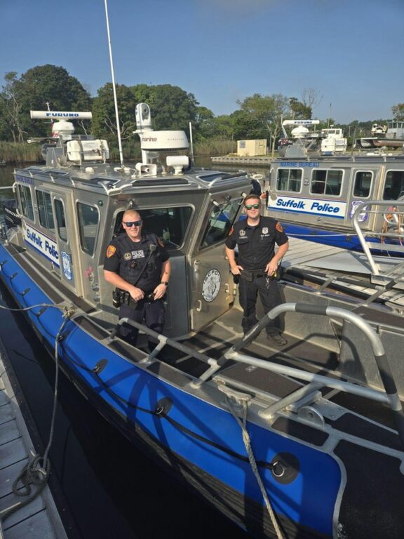 Suffolk County Police Rescue Holbrook Man and Dog from Patchogue Marina