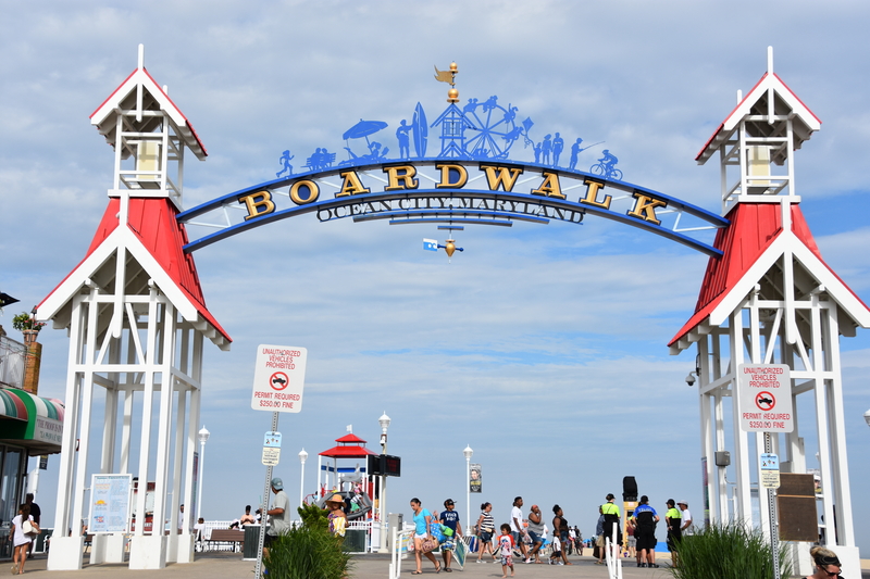 The famous Boardwalk sign in Ocean City, Maryland USA
