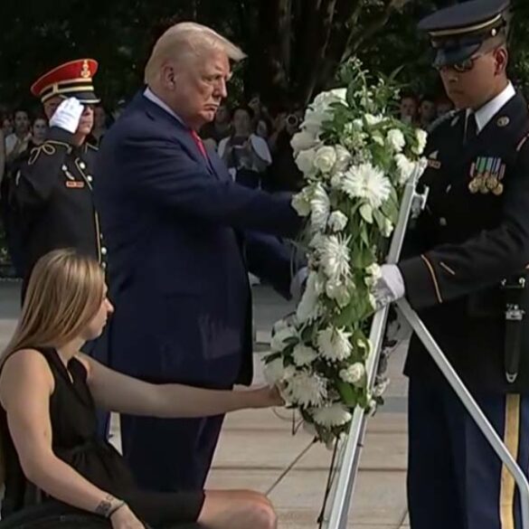 President trump lays wreath for fallen servicemembers killed during botched afghanistan withdrawal - photo licensed by shore news network.