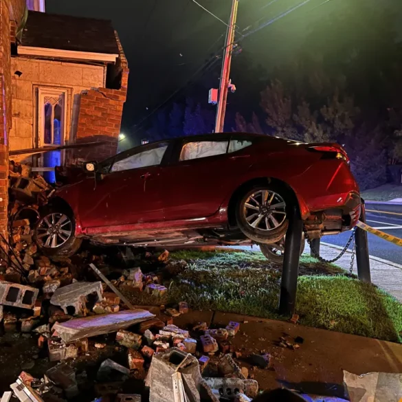 Vehicle crashes into st. John am church in newark - photo licensed by shore news network.