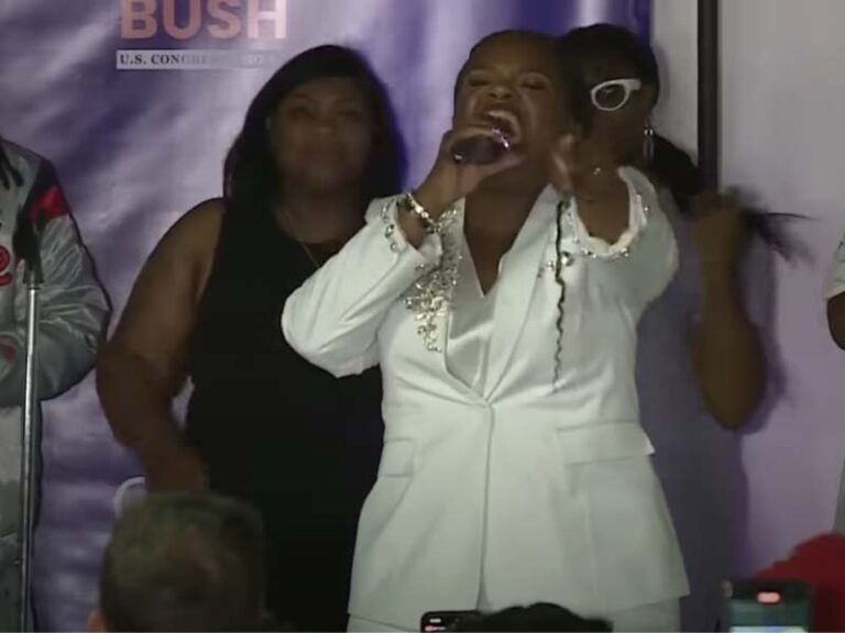 Cori bush goes unhinged, making threats after getting ko'd by man in election - photo licensed by shore news network.