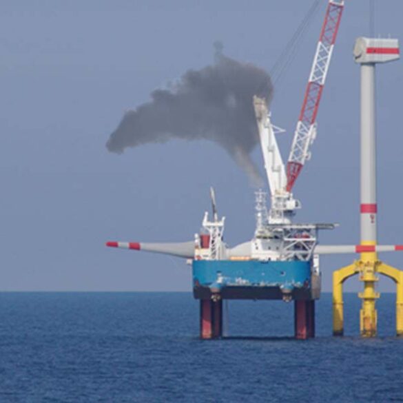 Offshore wind turbine installation with crane id 149951372 @ binoowa |