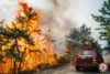 Wildfire erupts in woodland township, temporarily closes route 72