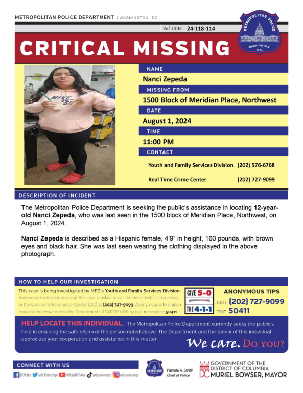 Urgent Search Underway for 12-Year-Old Girl in D.C. Urgent Search Underway for 12-Year-Old Girl in D.C.