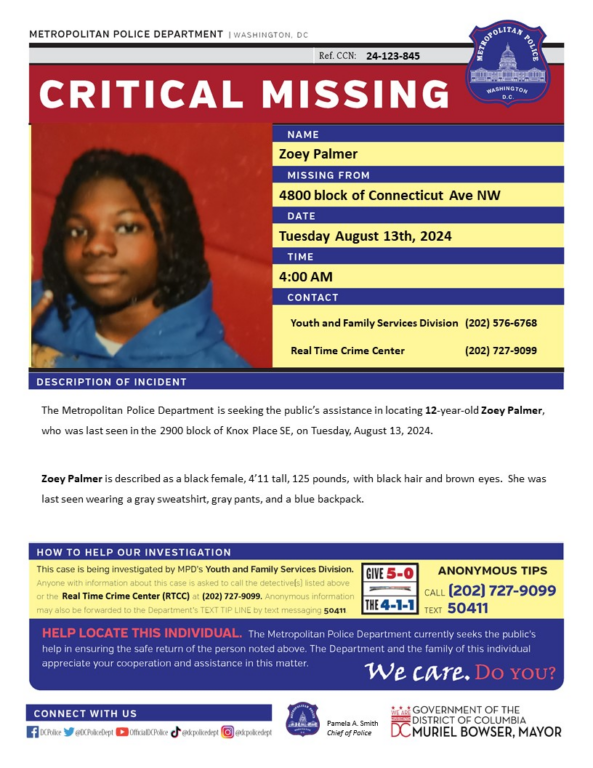 Missing Child Alert: D.C. Police Search for 12-Year-Old Girl