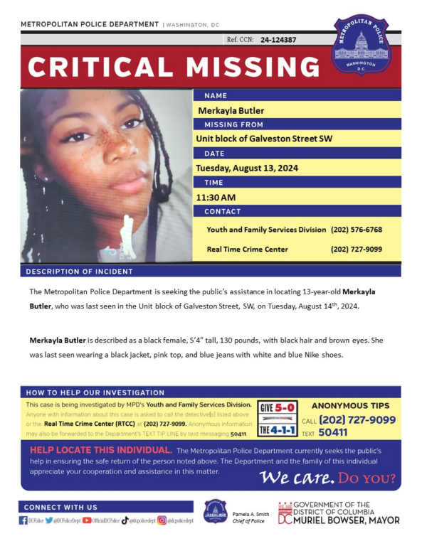 Search Underway for Missing 13-Year-Old Girl in D.C. Search Underway for Missing 13-Year-Old Girl in D.C.