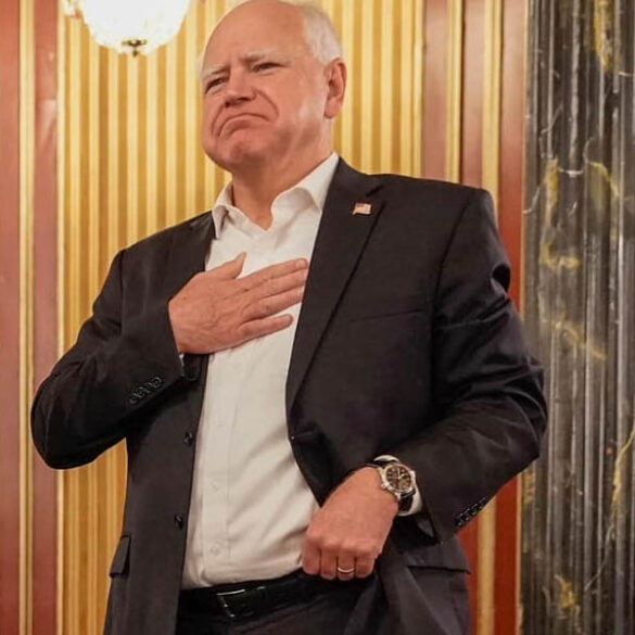 Tim walz, the brilliant statesman and school teacher, blames his bad grammar for stolen valor claim - photo licensed by shore news network.