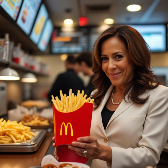 Kamala harris affirms she did work at mcdonald's and made the fries - photo licensed by shore news network.