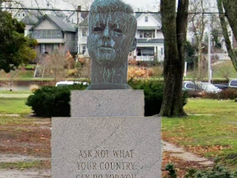 This weird statue of JFK greets visitors inside a park in Asbury Park
