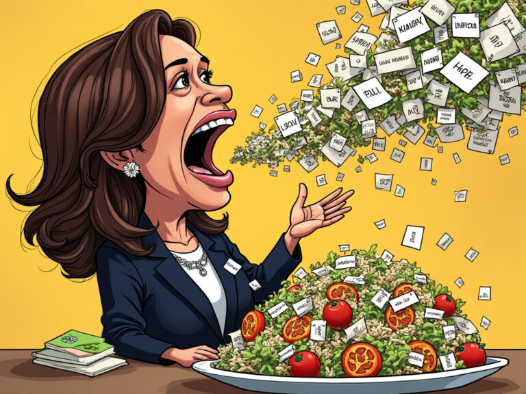 Kamala harris dishes five course word salad when asked how she will lower prices in america - photo licensed by shore news network.