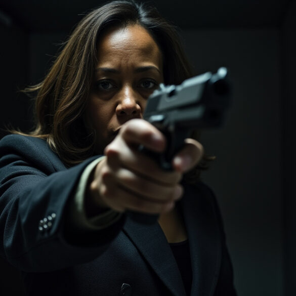 Kamala harris told oprah she would shoot and kill a burglar, a felony in most blue states - photo licensed by shore news network.