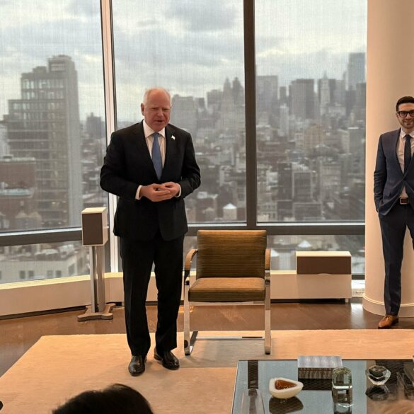 They're not even hiding it: regular guy tim walz meets with left wing billionaire at his nyc apartment - photo licensed by shore news network.
