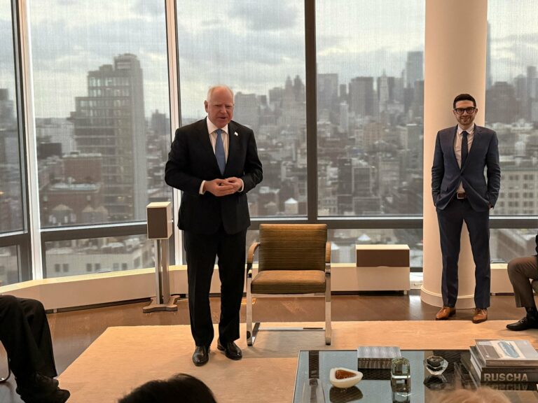They're not even hiding it: regular guy tim walz meets with left wing billionaire at his nyc apartment - photo licensed by shore news network.