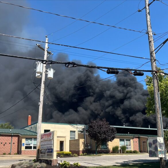 Breaking: akron police and fire departments evacuate area due to chemical fire - photo licensed by shore news network.