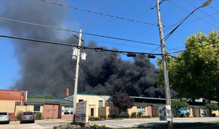 Breaking: akron police and fire departments evacuate area due to chemical fire - photo licensed by shore news network.