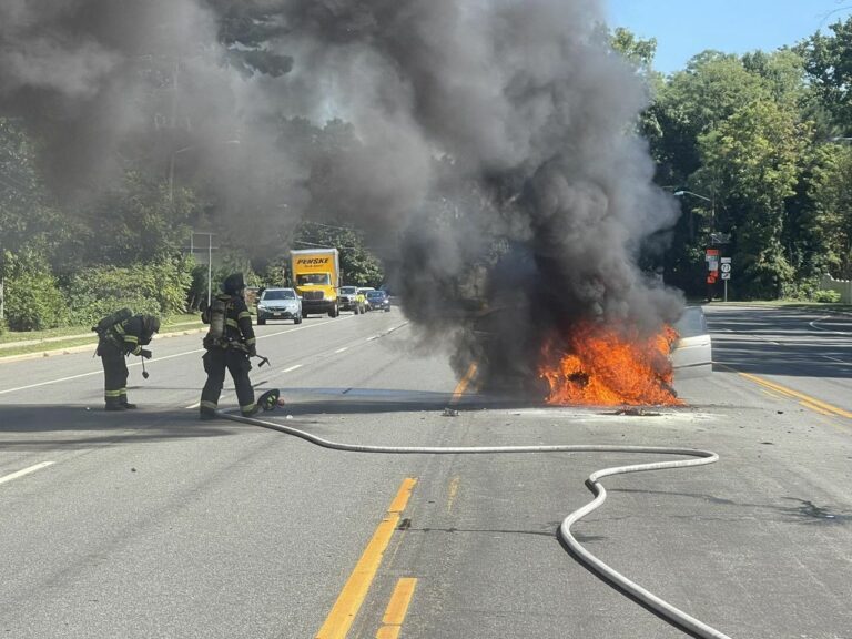 Cherry hill fire department extinguishes vehicle fire on kings highway - photo licensed by shore news network.