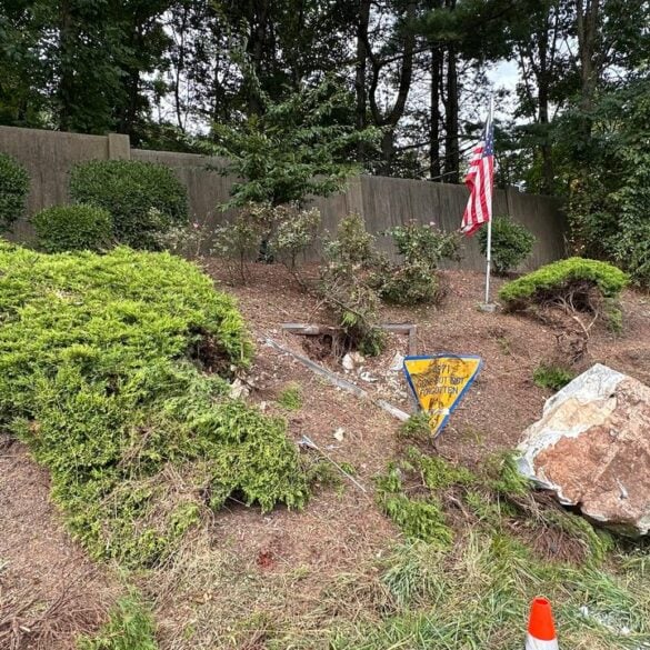 Driver arrested after crash damages new jersey state police memorial - photo licensed by shore news network.