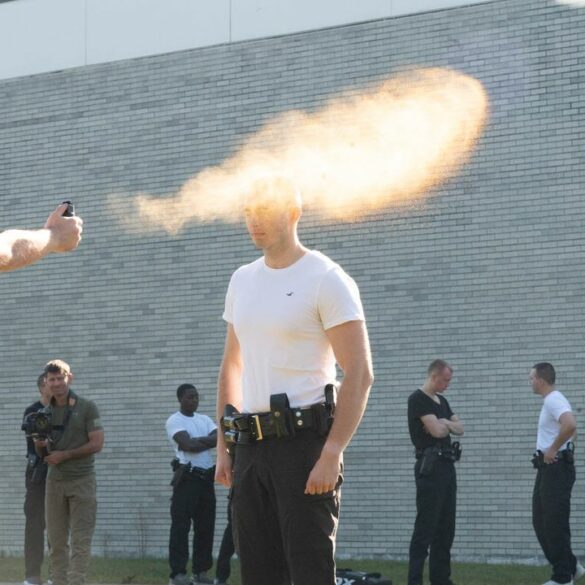 New york state police recruits pepper sprayed as part of training - photo licensed by shore news network.