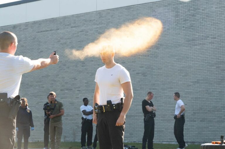 New york state police recruits pepper sprayed as part of training - photo licensed by shore news network.