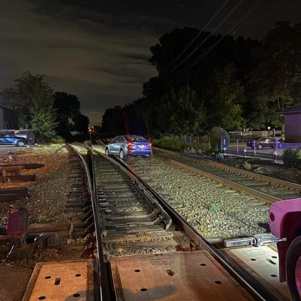 New jersey police rescue driver stuck on railroad tracks after gps failure - photo licensed by shore news network.