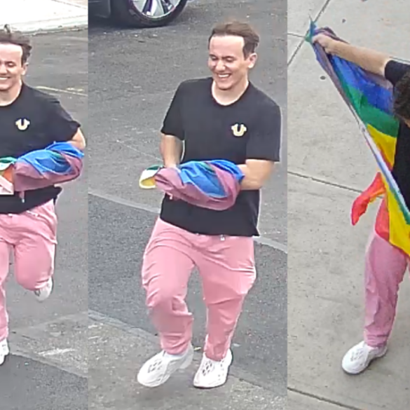 Lgbtqia+ flag vandalized at queens bar, hate crime investigation underway - photo licensed by shore news network.