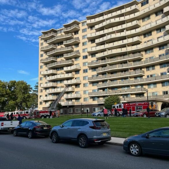 Firefighters respond to fire at south jersey hi-rise apartment building - photo licensed by shore news network.