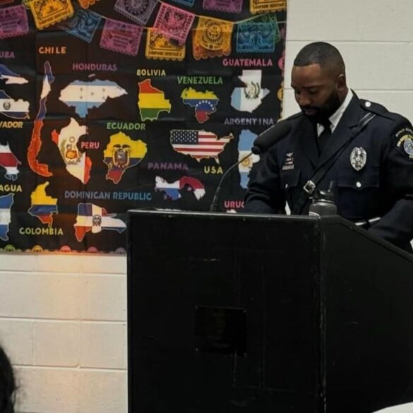 Egg harbor township officer speaks at high school latin american club's 25th anniversary - photo licensed by shore news network.