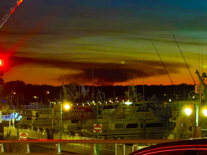 Joint-Base Fire Clouds Sunset at the Jersey Shore
