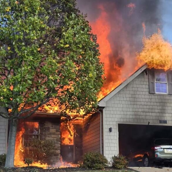 Two-alarm fire in pittsburgh's new homestead neighborhood leaves one injured - photo licensed by shore news network.