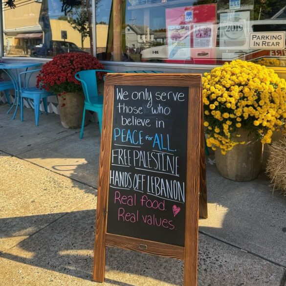 Jersey shore cafe doesn't want your business if you don't support lebanon and palestine - photo licensed by shore news network.