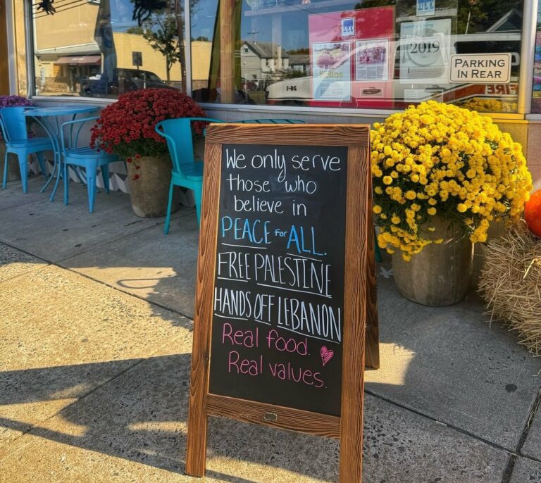Jersey shore cafe doesn't want your business if you don't support lebanon and palestine - photo licensed by shore news network.