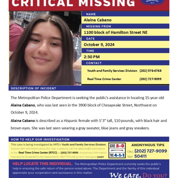 15-year-old girl urgently missing from northeast dc - photo licensed by shore news network.