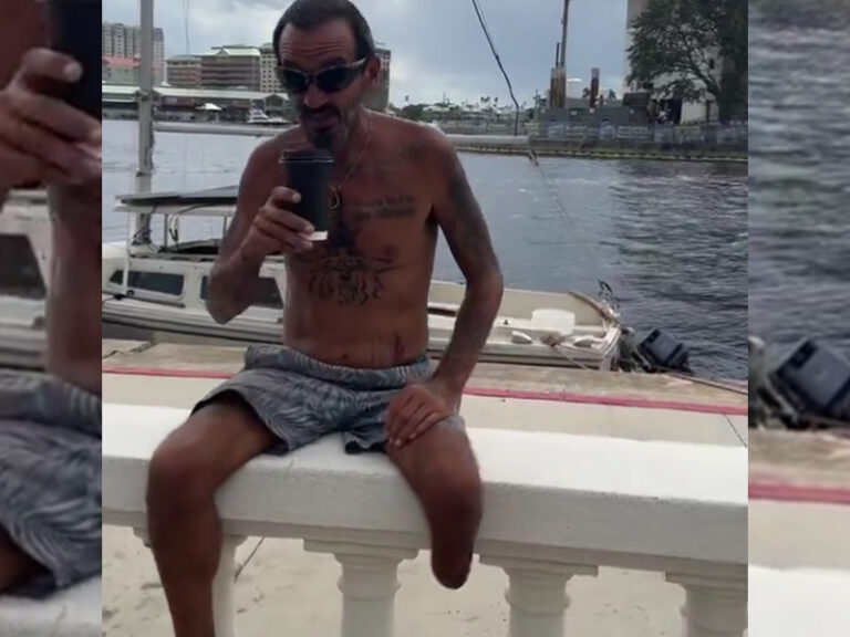 One legged sea captain lt. Dan to ride out milton in his 20 foot sailboat in tampa bay - photo licensed by shore news network.