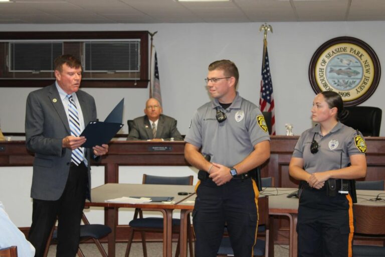 Seaside park honors first responders for recent life saving water rescues - photo licensed by shore news network.