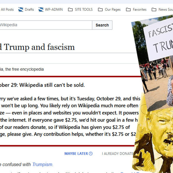 Wikipedia launches trump facism page, amid push for financial donations - photo licensed by shore news network.