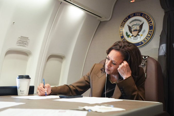 Trump accuses Harris of staging photo op aboard plane
