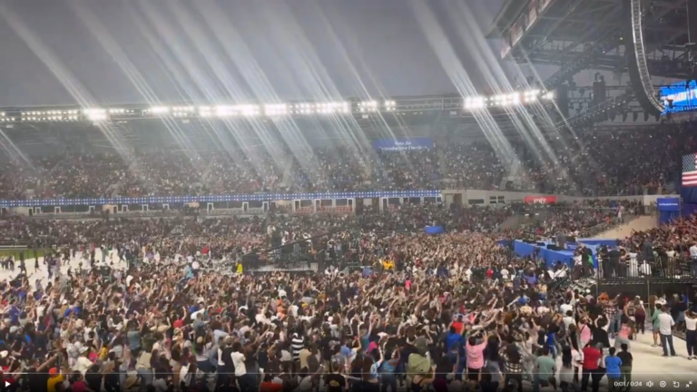 Satire: kamala harris houston rally eerily similar to hitler's stadium rallies of the 1930s - photo licensed by shore news network.