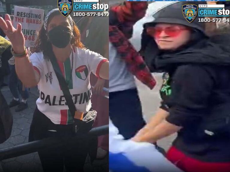 Four fugitives wanted for assaulting man at pro-palestinian protest in union square - photo licensed by shore news network.