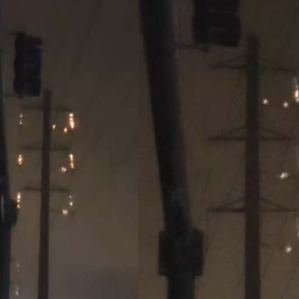 Powerlines in colliers county strangely sparking with scary lightshow during milton - photo licensed by shore news network.