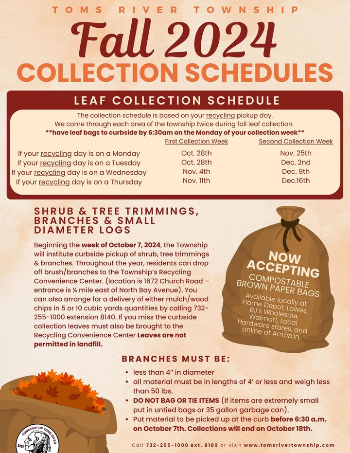 Fall Collection Time Toms River introduces compostable bags for fall leaf collection