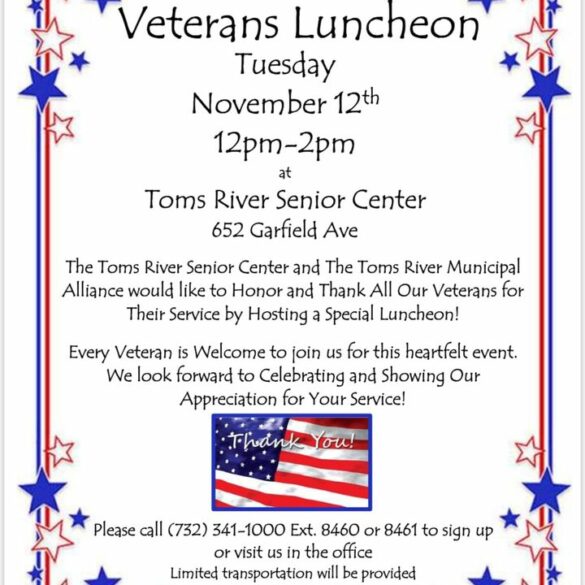 Toms river senior center to host veterans luncheon for america's heroes - photo licensed by shore news network.