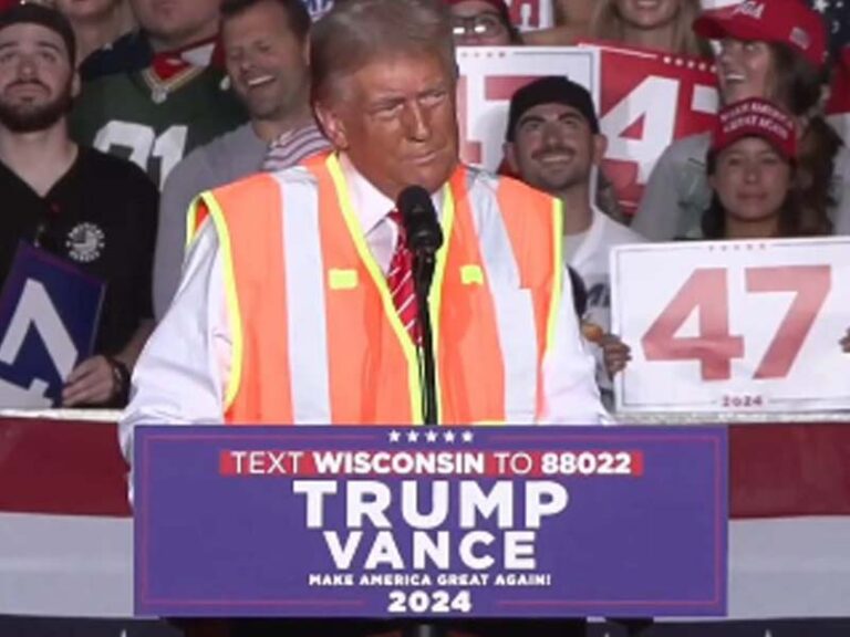 Trump ready to take out the garbage ahead at wisconsin rally - photo licensed by shore news network.