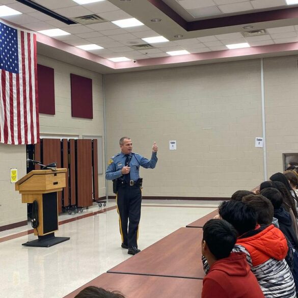 State police colonel visits mt. Olive middle school to discuss civic values - photo licensed by shore news network.