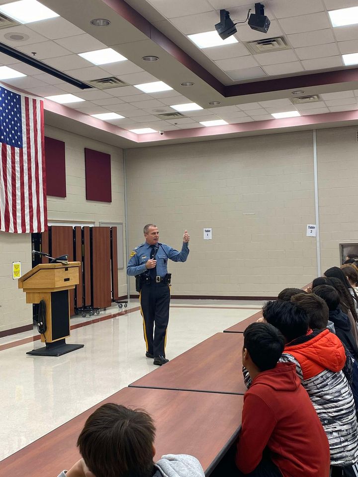 State police colonel visits Mt. Olive Middle School to discuss civic values