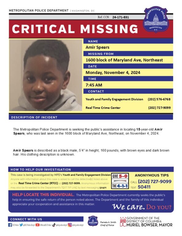 Concern grows as 15-year-old disappears in D.C