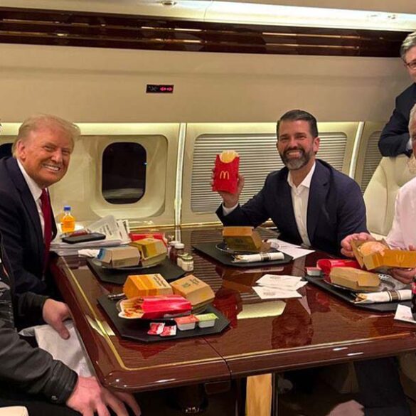 Happy meals for all: trump treats america's future leaders to mcdonald's on private jet - photo licensed by shore news network.